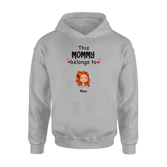 Personalized This Mommy Belongs To Doll Kids T-Shirt/Long Sleeve/Sweatshirt/Hoodie - Up to 7 Children - Gift Idea For Grandma/Grandpa/Dad/Mom/Mother's Day/Father's Day