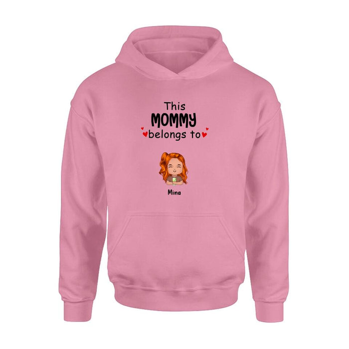 Personalized This Mommy Belongs To Doll Kids T-Shirt/Long Sleeve/Sweatshirt/Hoodie - Up to 7 Children - Gift Idea For Grandma/Grandpa/Dad/Mom/Mother's Day/Father's Day