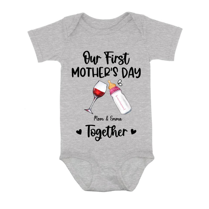 Personalized Baby Onesie/T-Shirt - Mother's Day Gift Idea For Baby/Mom - Our First Mother's Day Together