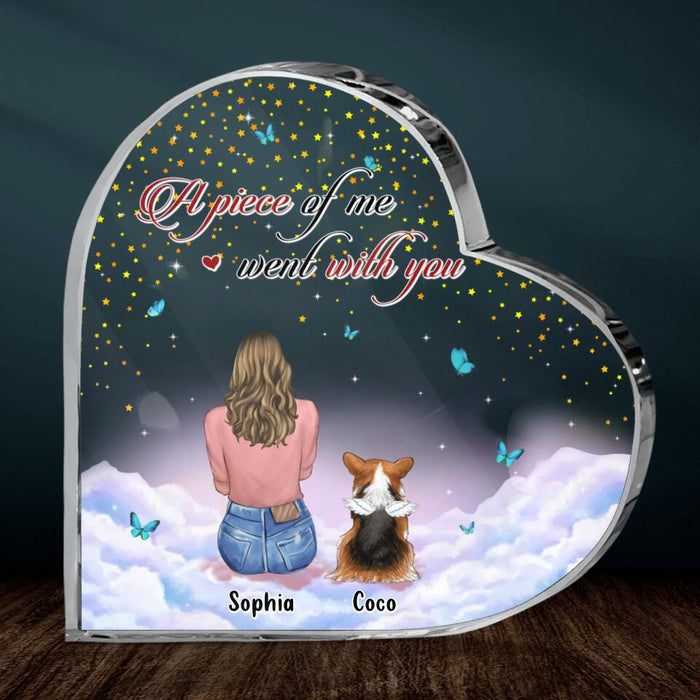 Personalized Memorial Pet Crystal Heart - Up to 4 Pets - Memorial Gift Idea For Dog/Cat Lover - A Piece Of Me Went With You