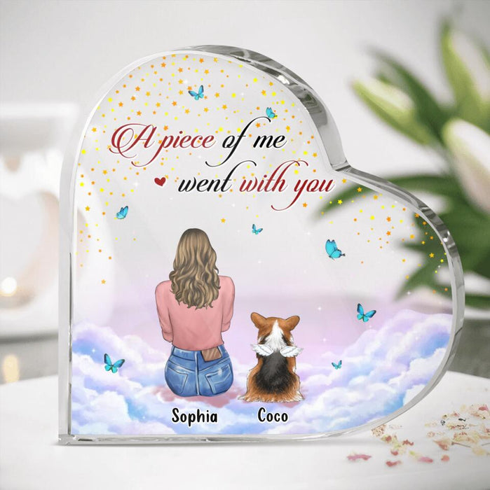 Personalized Memorial Pet Crystal Heart - Up to 4 Pets - Memorial Gift Idea For Dog/Cat Lover - A Piece Of Me Went With You
