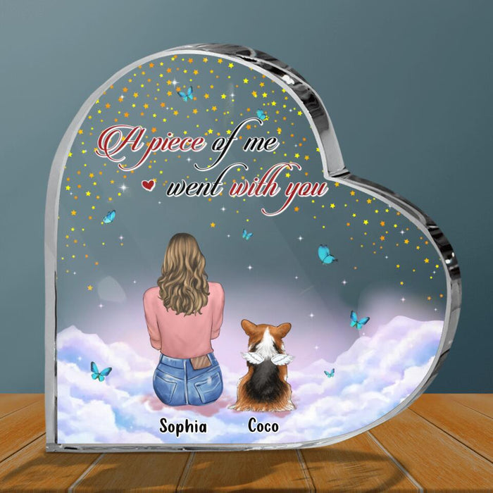 Personalized Memorial Pet Crystal Heart - Up to 4 Pets - Memorial Gift Idea For Dog/Cat Lover - A Piece Of Me Went With You