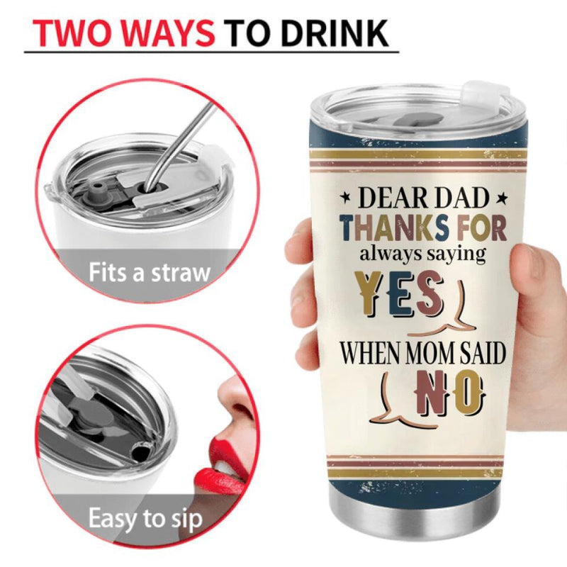 Personalized Parent With Children Tumbler - Gift Idea For Mother's Day/Father's Day - Up to 4 Children - Thanks For Always Saying Yes When Mom Said No