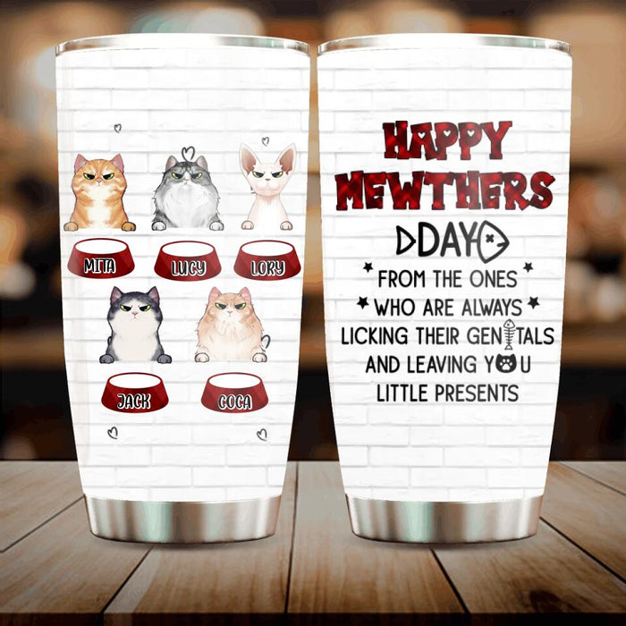 Custom Personalized Cats Tumbler - Upto 5 Cats - Best Gift Idea For Cat Lovers - Happy Mewthers Day