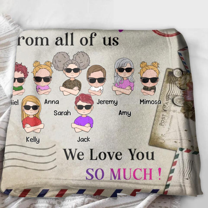 Personalized Grandma Quilt/Fleece Throw Blanket - Up to 10 Children - Mother's Day Gift Idea for Grandma - To Our Grandma Pretend This Is A Big Warm Hug From All Of Us