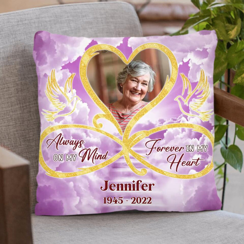 Personalized Memorial Photo Fleece Throw Blanket/Quilt/Pillow Cover - Memorial Gift Idea For Mother's Day/Father's Day - Always On My Mind Forever In My Heart