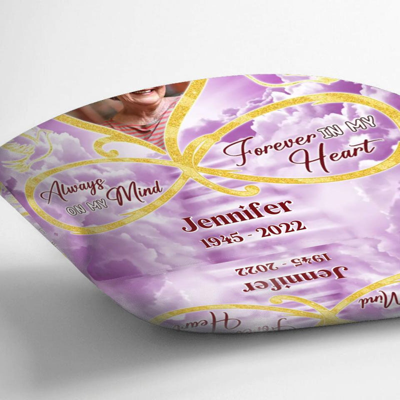 Personalized Memorial Photo Fleece Throw Blanket/Quilt/Pillow Cover - Memorial Gift Idea For Mother's Day/Father's Day - Always On My Mind Forever In My Heart