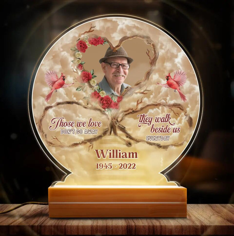 Personalized Memorial Photo Acrylic Night Light - Memorial Gift Idea For Mother's Day/Father's Day - Those We Love Don't Go Away They Walk Beside Us Everyday