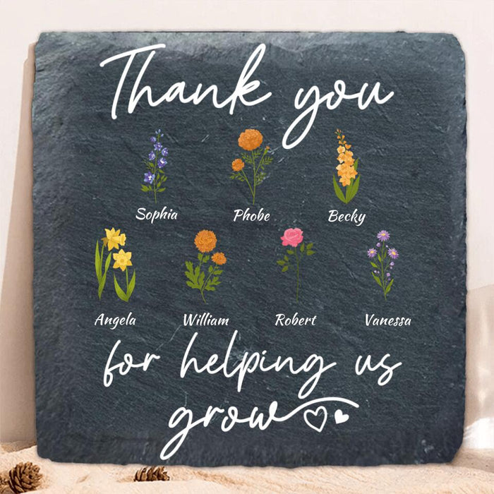 Custom Personalized Flowers Square Lithograph - Upto 7 Flowers - Gift Idea For Mother's Day/ Father's Day - Thank You For Helping Us Grow