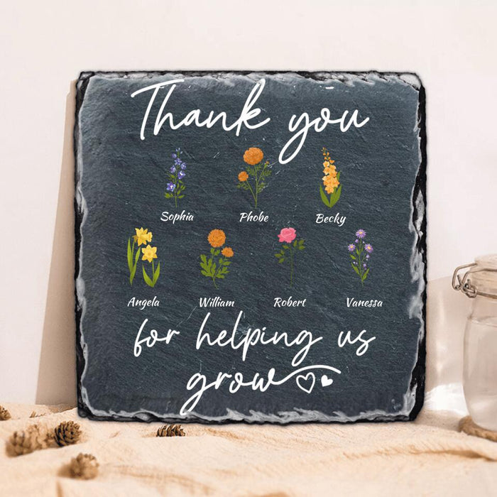 Custom Personalized Flowers Square Lithograph - Upto 7 Flowers - Gift Idea For Mother's Day/ Father's Day - Thank You For Helping Us Grow