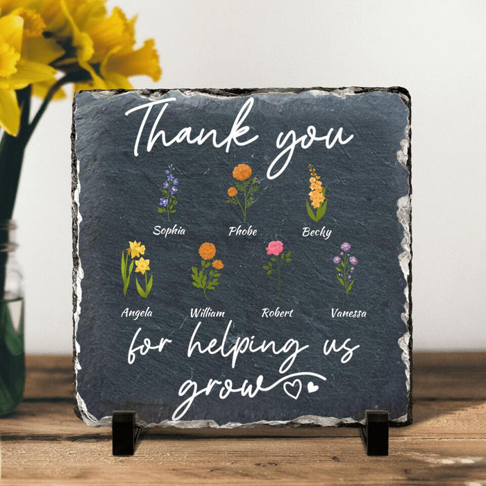 Custom Personalized Flowers Square Lithograph - Upto 7 Flowers - Gift Idea For Mother's Day/ Father's Day - Thank You For Helping Us Grow