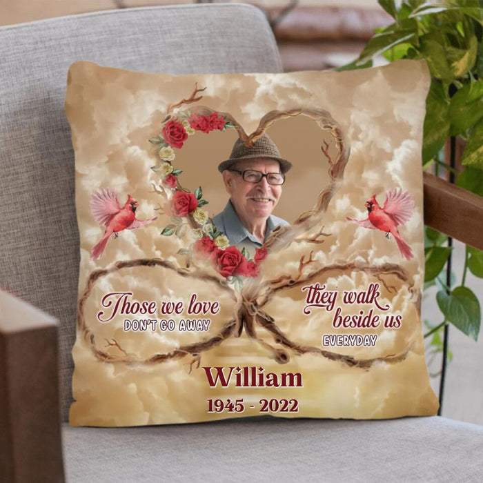 Custom Personalized Memorial Photo Singer Layer Fleece/Quilt Blanket/Pillow Cover - Memorial Gift Idea For Mother's Day/Father's Day - Those We Love Don't Go Away They Walk Beside Us Everyday