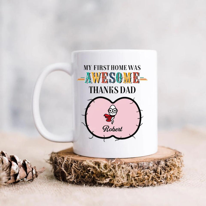 Custom Personalized Sperms Mug - Gift Idea From Kids to Father/ For Father's Day - Upto 5 Sperms - My First Home Was Awesome