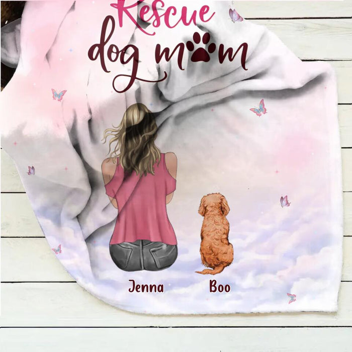 Personalized Dog Mom Pillow Cover/Quilt/Fleece Blanket - Up to 5 Dogs - Mother's Day Gift Idea For Dog Lovers - Proud Rescue Dog Mom