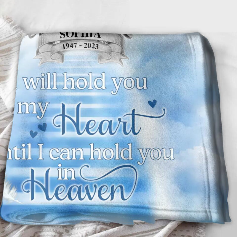 Personalized Memorial Photo Quilt/Fleece Throw Blanket/Pillow Cover - Memorial Gift Idea For Mother's Day/Father's Day - I Will Hold You In My Heart