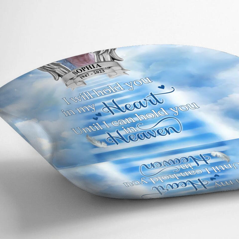 Personalized Memorial Photo Quilt/Fleece Throw Blanket/Pillow Cover - Memorial Gift Idea For Mother's Day/Father's Day - I Will Hold You In My Heart