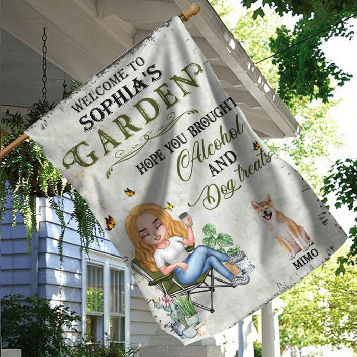 Custom Personalized Pet Mom Flag - Upto 5 Pets - Mother's Day Gift Idea For Dog/Cat Lover - Hope You Brought Alcohol And Dog Treats