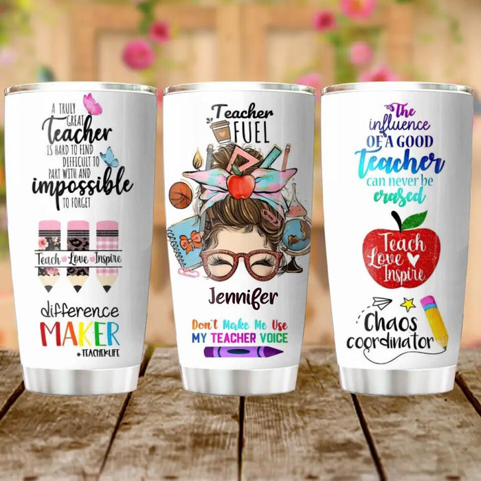 Custom Personalized Teacher Tumbler - Best Gift Idea For Teacher/ Birthday - The Influence Of A Good Teacher Can Never Be Erased