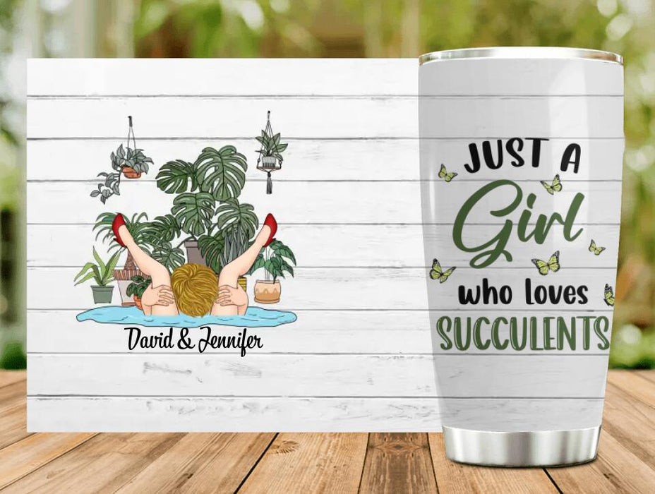 Custom Personalized Girl Tumbler- Gift Idea For Plant Lovers - Just A Girl Who Loves Succulents