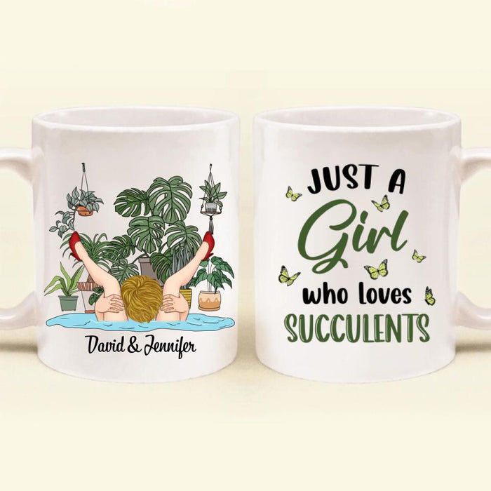 Custom Personalized Girl Coffee Mug - Gift Idea For Plant Lovers - Just A Girl Who Loves Succulents