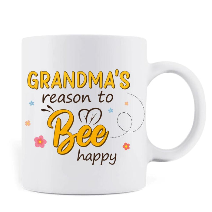 Custom Personalized Grandma Coffee Mug - Gift Idea For Grandma/ Mother's Day Gift Idea - Grandma's Reasons To Bee Happy