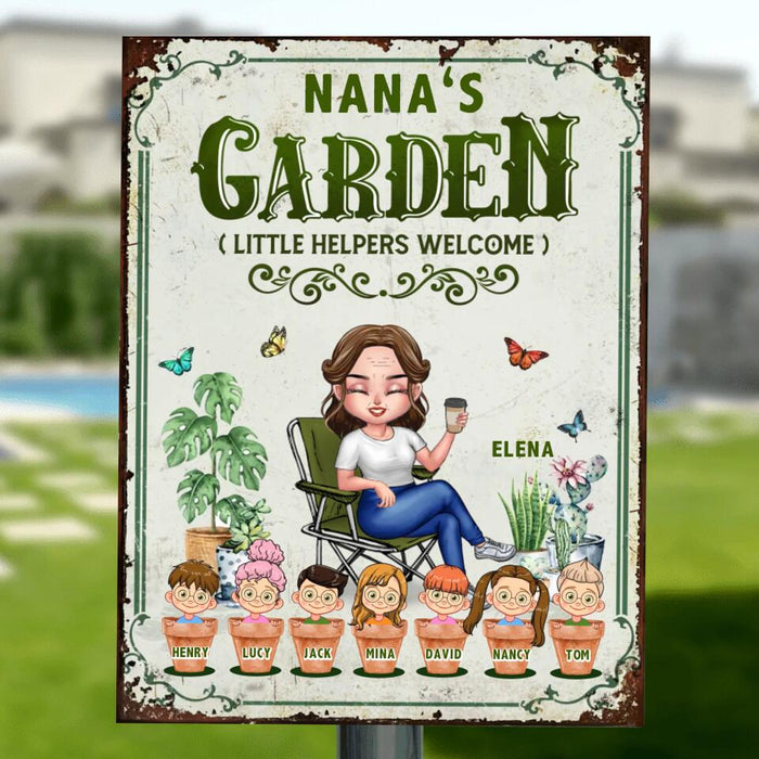 Custom Personalized Grandma's Garden - Metal Sign Gift Idea For Grandma/ Mother's Day Gift - Up to 7 Kids - Life Is Better With My Kids In The Garden