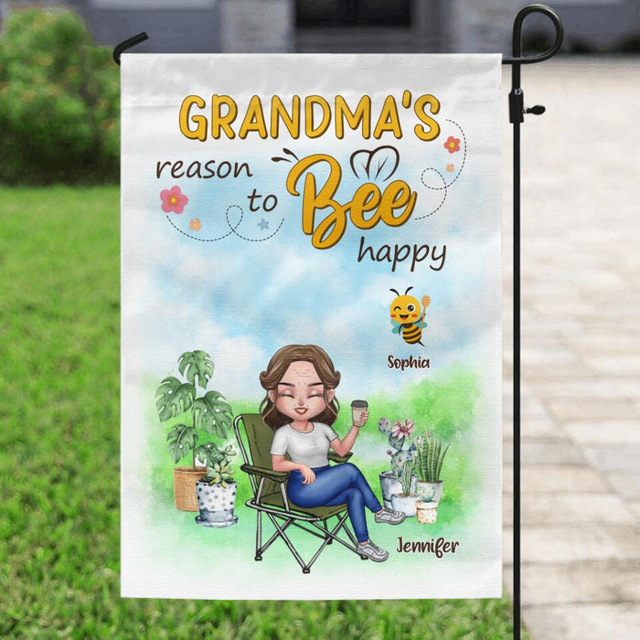 Custom Personalized Grandma Flag Sign - Gift Idea For Grandma/ Mother's Day Gift Idea - Grandma's Reasons To Bee Happy