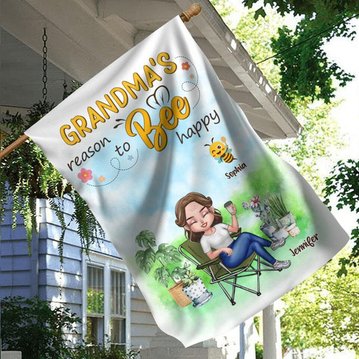 Custom Personalized Grandma Flag Sign - Gift Idea For Grandma/ Mother's Day Gift Idea - Grandma's Reasons To Bee Happy