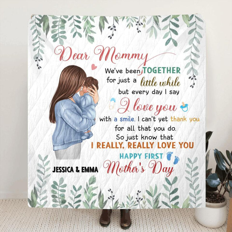 Personalized Mom & Baby Quilt/Fleece Throw Blanket - Gift Idea For First Mother's Day - I Really Really Love You