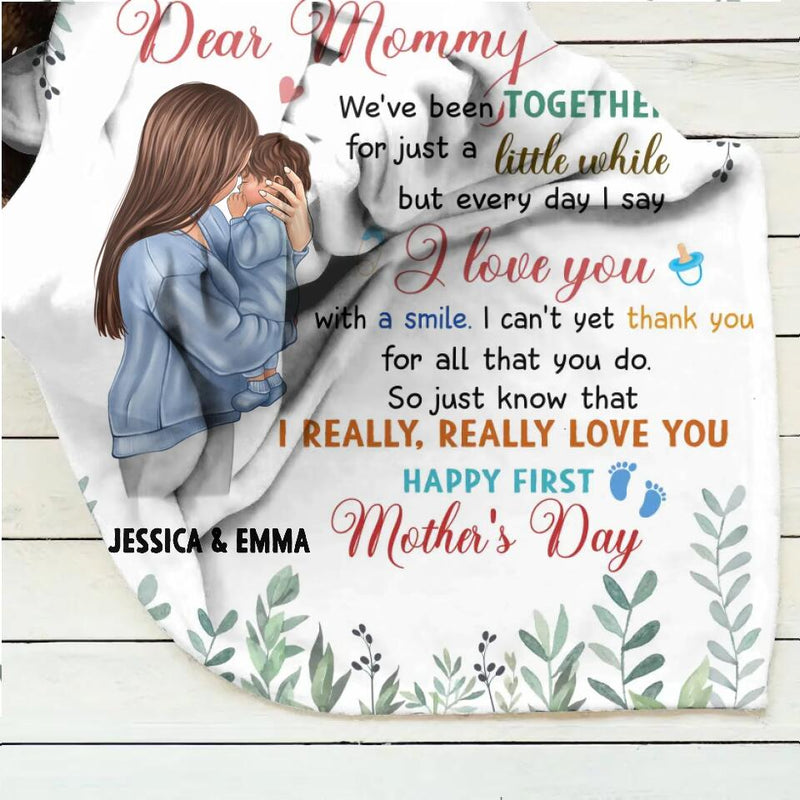 Personalized Mom & Baby Quilt/Fleece Throw Blanket - Gift Idea For First Mother's Day - I Really Really Love You