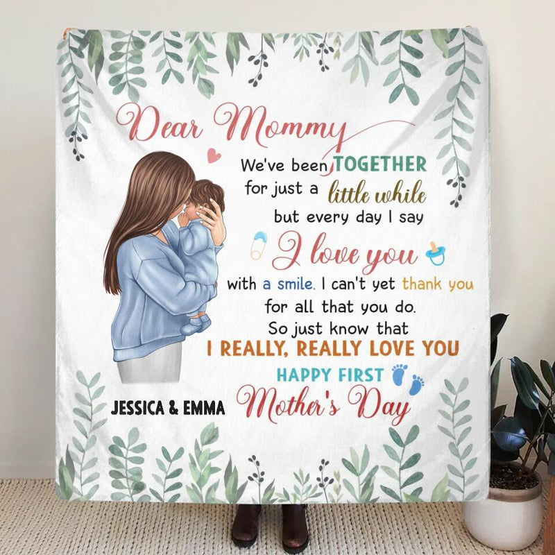 Personalized Mom & Baby Quilt/Fleece Throw Blanket - Gift Idea For First Mother's Day - I Really Really Love You