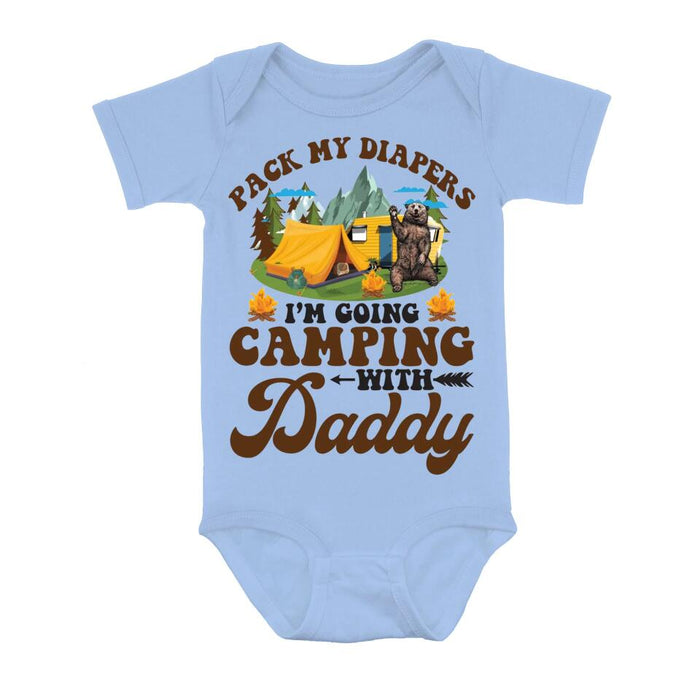 Personalized Camping Baby Onesie - Gift Idea for Baby/Father's Day - Pack My Diapers I'm Going Camping With Daddy