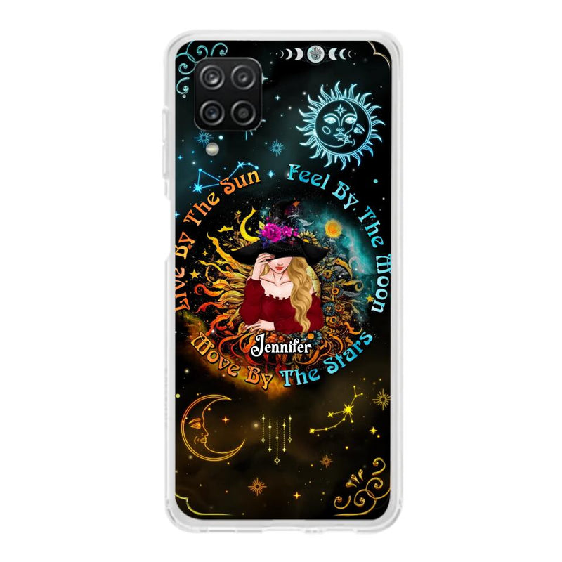 Custom Personalized Witch Phone Case - Gift Idea For Halloween/Witch Lovers - Live By The Sun Feel By The Moon Move By The Stars - Case For iPhone &  Samsung