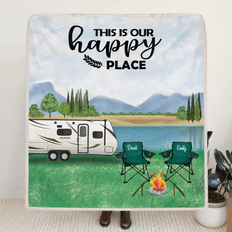 Personalized Camping Blanket - Best Gift for Couple - This Is Happy Place - M2PMJT