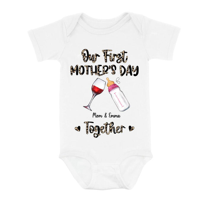 Custom Personalized Baby Onesie/T-Shirt - Mother's Day Gift Idea For Baby/Mom - Our First Mother's Day Together