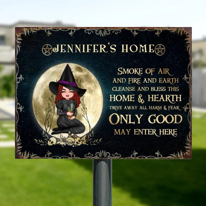 Custom Personalized Witch Metal Sign - Gift Idea For Halloween/Birthday/Mother's Day/Wiccan Decor/Pagan Decor - Smoke Of Air And Fire And Earth Cleanse And Bless This Home & Hearth