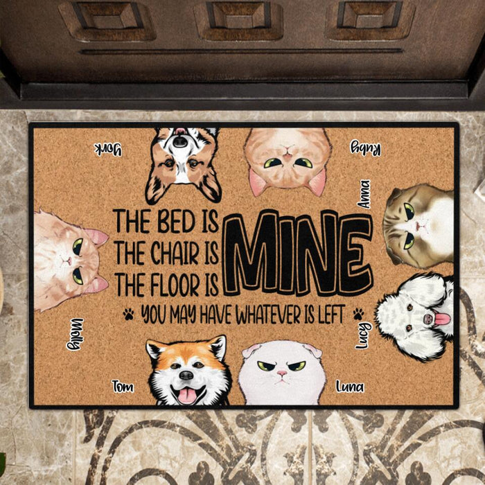 Custom Personalized Dog/Cat Doormat - Gift Idea For Dog/Cat Lover - Upto 7 Pets - The Bed Is Mine