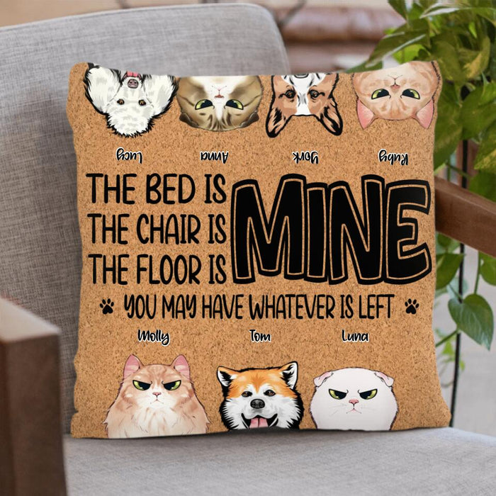 Custom Personalized Dog/Cat Pillow Cover- Gift Idea For Dog/Cat Lover - Upto 7 Pets - The Bed Is Mine