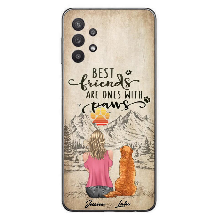 Custom Personalized Dog Mom Phone Case - Upto 5 Dogs - Gift Idea For Mother's Day/Dog Lovers - Best Friends Are Ones With Paws - Case For iPhone And Samsung