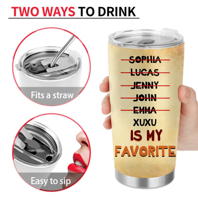 Personalized Grandma Favorite Child Tumbler - Gift Idea For Grandma/Mother's Day - Up to 6 Kids