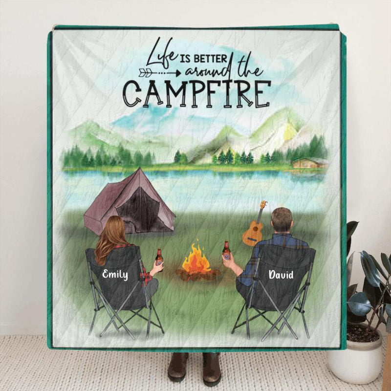 Personalized Camping Blanket Gift for Whole Family, Camping Lovers - Couple with Up to 6 Pets, Parents with Up to 6 Kids, No Camper - Camping Partners For Life
