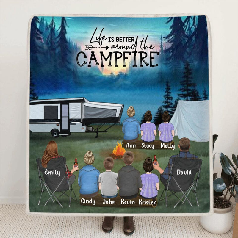Personalized Camping Blanket - Parents Up to 9 kids and up to 2 pets - 3KFOG2