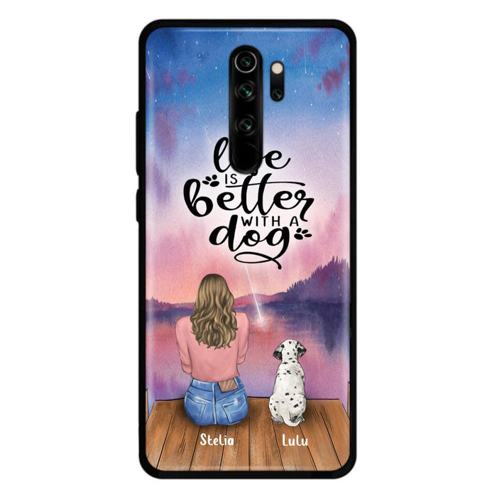 Custom Personalized Dog Mom Phone Case - Gifts For Dog Lovers With Upto 4 Dogs - Life Is Better With A Dog - Case For iPhone, Samsung And Xiaomi