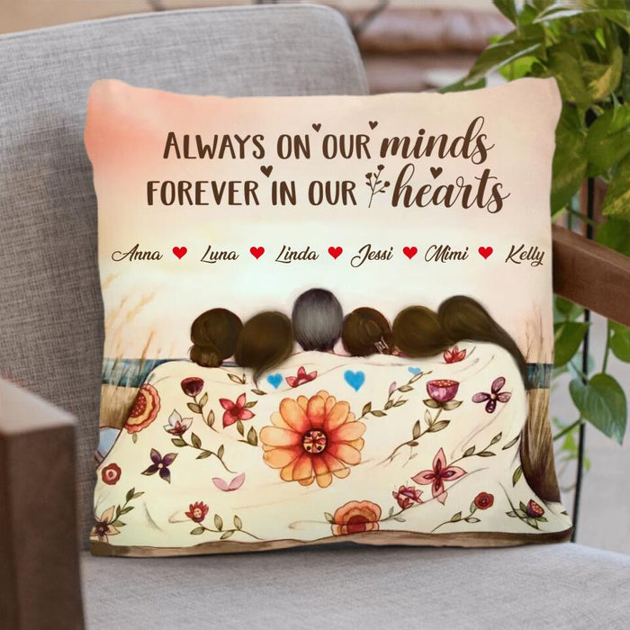 Custom Personalized Mom & Daughter Quilt/Single Layer Fleece Blanket/Pillow Cover - Gift Idea For Mother's Day - Upto 5 Children -  Always On Our Minds Forever In Our Hearts