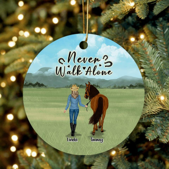 Custom Personalized Horse Girl Ornament - Upto 4 Horses - Best Gift For Horse Lover - Life Is Better With Horses