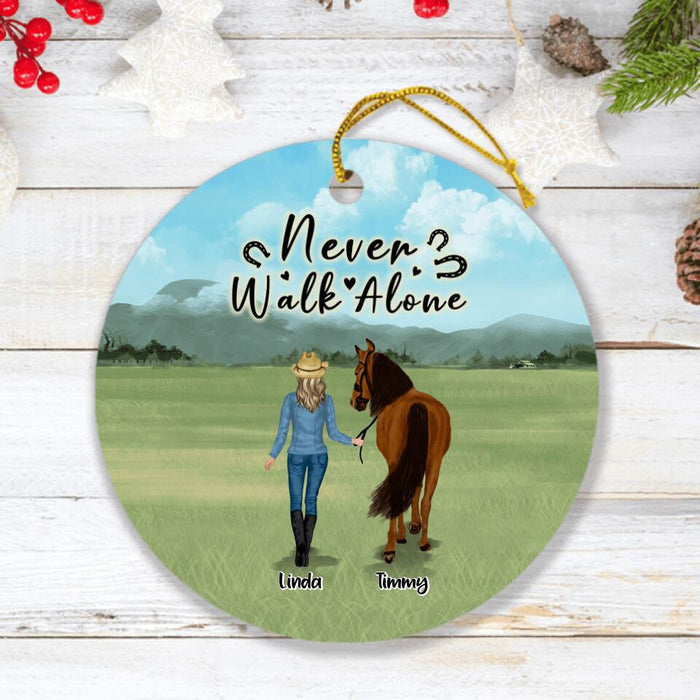 Custom Personalized Horse Girl Ornament - Upto 4 Horses - Best Gift For Horse Lover - Life Is Better With Horses