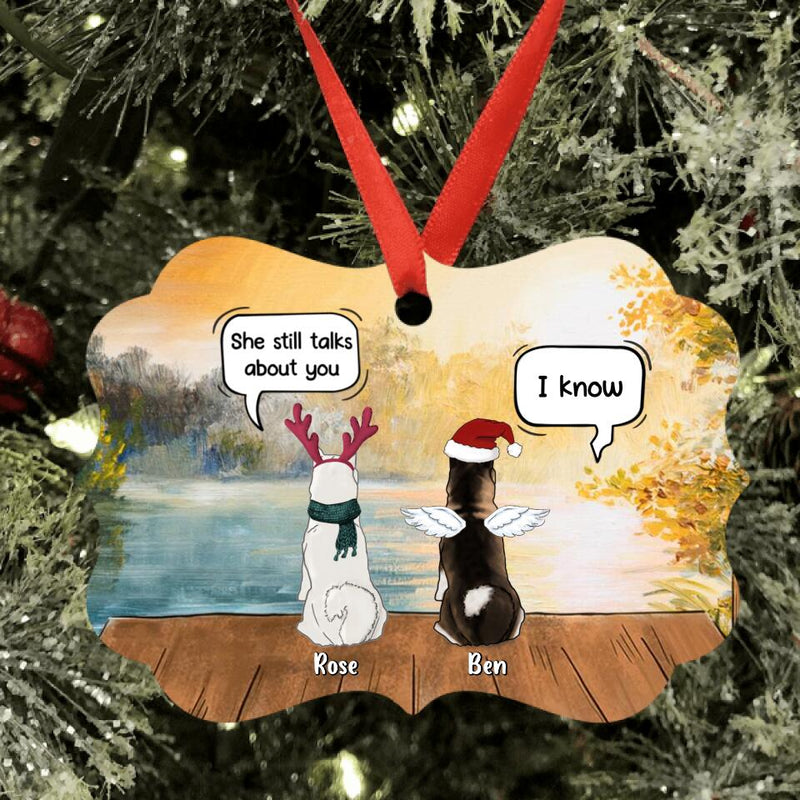 Personalized Xmas Pet Memorial Ornament - Up to 5 Dogs/Cats - Christmas Memorial Gift For Dog/ Cat Lover