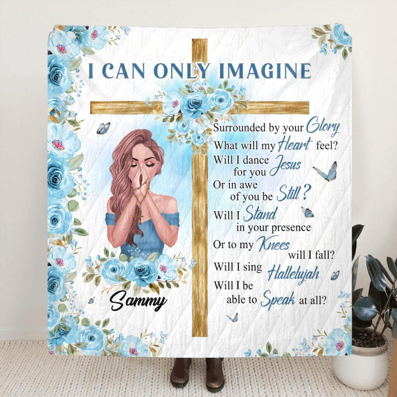 Personalized Jesus Girl Fleece Throw Blanket/Quilt - Mother's Day Gift Idea - I Can Only Imagine