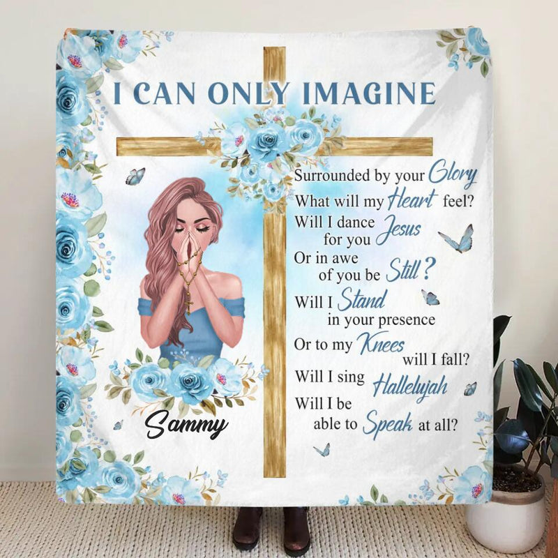 Personalized Jesus Girl Fleece Throw Blanket/Quilt - Mother's Day Gift Idea - I Can Only Imagine