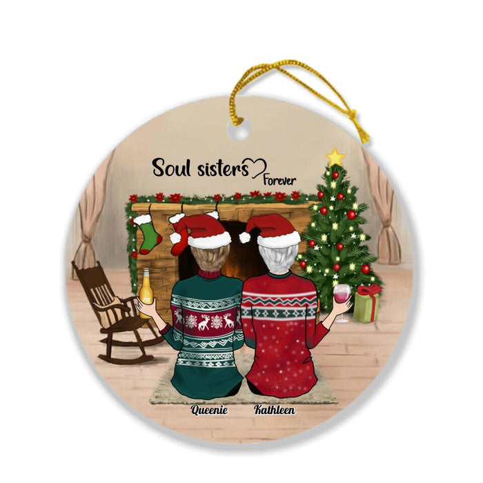 Custom Personalized Best Friend Christmas Ornament - Gift Idea Best Friend - Upto 6 Besties - Besties Forever